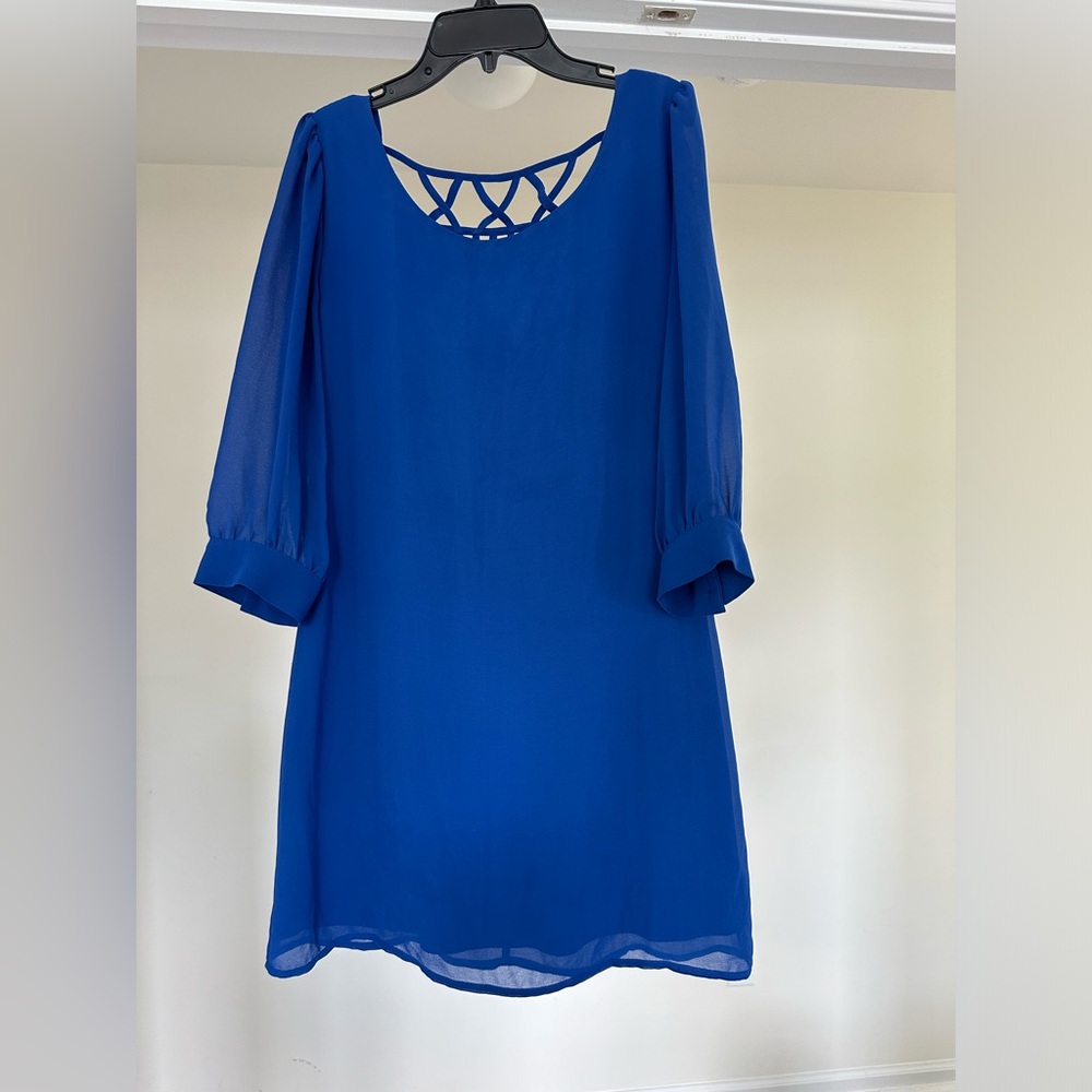 Cobalt Blue Quarter-length sleeve Dress - Size Medium
